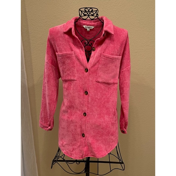 Luxurious Soft Pink Chenille Oversized Button Down Duo Cardigan/Jacket - Picture 8 of 11